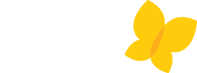 Imagem ilustrativa do logo da fundação Alana. A esquerda é exibida a palavra Alana e a sua frente a uma borboleta com as asas abertas na cor Amarela.